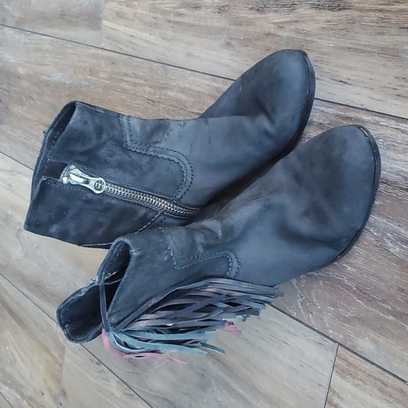 Sam Edelman Ankle Louie Fringe Suede Booties Heeled shoes sz 8 - Picture 2 of 10